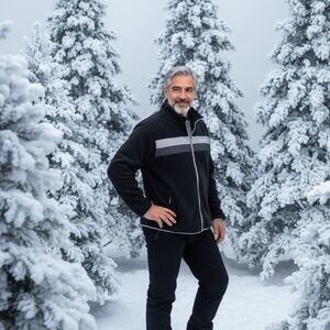 Men's Black and Gray Fleece Jacket